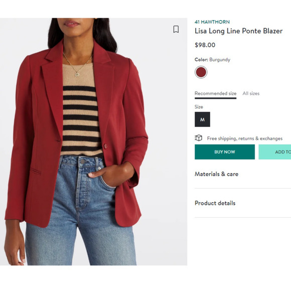 41Hawthorn SMALL Lisa Long Line Ponte Blazer - Stitch Fix One Button Closure - Picture 10 of 14